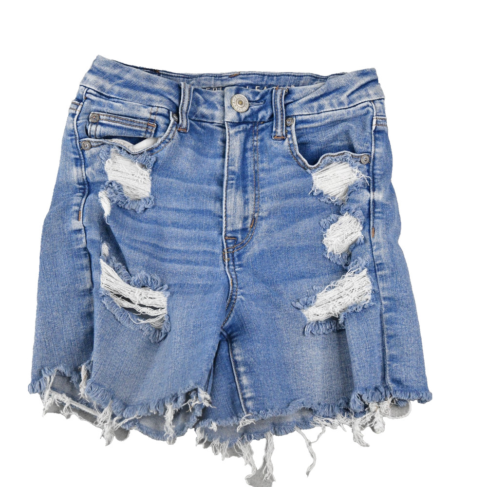 American Eagle Shorts Womens 4 (24x4) Curvy Hi-Rise Shortie Distressed Cut Off